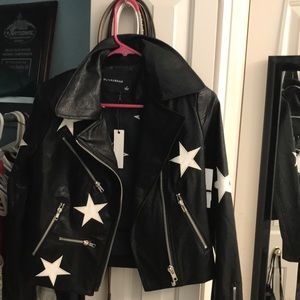 Black leather stars jacket